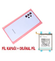 Tkgz Samsung Galaxy A72 A725 Arka Pil Batarya Kapağı + PİL (Kamera Lensli) MAVİ