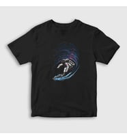 Presmono Unisex Çocuk Siyah Surfer Astronaut Space Astronot Uzay T-Shirt 284002tt