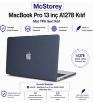 MacBook Pro Kılıf 13 inç A1278 2008 2009 2010 2011 2012 Uyumlu Mat Sert TPU Hardcase Çizilmez Darbeye Dayanıklı İnce Hafif Koruyucu Kapak Siyah