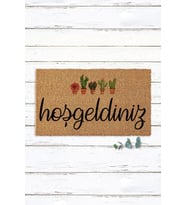 Kaktüslü Hoşgeldiniz Yazılı Koko Paspas Dış Kapı Paspası Ev Için Paspas