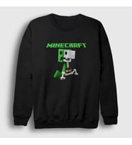 Presmono Unisex Siyah Creeper Minecraft Sweatshirt 29318tt