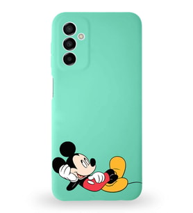 Samsung Galaxy M13 Uyumlu Lansman Kılıf Altı Kapalı İçi Kadife  Mickey Mouse-F Tasarımlı  Kapak (Şeffaf)