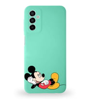 Samsung Galaxy M13 Uyumlu Lansman Kılıf Altı Kapalı İçi Kadife  Mickey Mouse-F Tasarımlı  Kapak (Şeffaf)