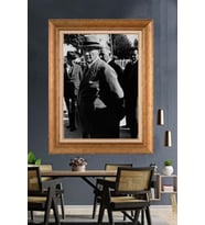 Altın Varaklı Çerçeveli Paspartulu Atatürk Tablo nh63 (Gold)