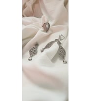 sultan takım, zirkon taşlı 925 ayar gümüş set, küpe, kolye, yüzük, 3'lü set