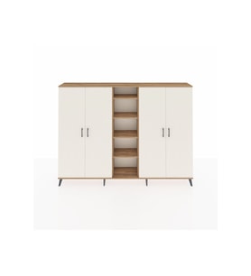 Arges Dolap 12 Raflı 4 Kapaklı 220x30x163 Çam-Aytaşı/Çam