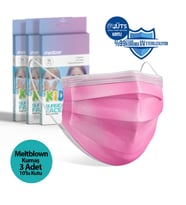 Medizer Meltblown Pembe Cerrahi Çocuk Maskesi - 10'lu 3 Kutu