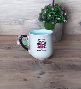 Sevimli Panda Kupa Bardak Sihirli Oval Doğum Günü Hediyesi