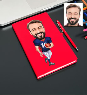 Kişiye Özel Amerikan Futbolu Tasarımlı Karikatür Defter Ve Kalem Seti 69