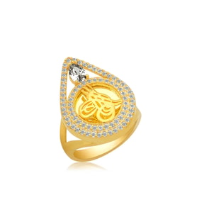 Gümüş Gold Tuğralı Kadın Yüzük CSR2183847