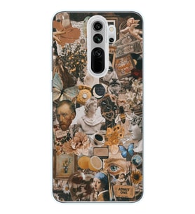 Redmi Note 8 Pro Uyumlu Aesthetic Sanatsal Kolaj Desenli Şeffaf Telefon Kılıfı