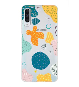 Samsung Galaxy A50 Uyumlu Kapak Geometrik Şekiller Tasarımlı Şeffaf Silikon Kılıf