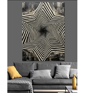Siyah Beyaz Spiral Geometrik İllüzyon Dekoratif Kanvas - Mdf Ahşap Tablo