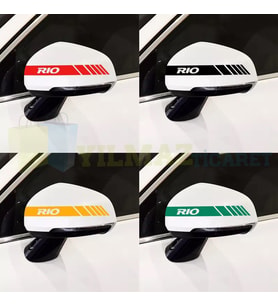 Kia Rio Yazı Yan Dikiz Ayna Şerit Oto Sticker Etiket Yapıştırma Çıkartma 3 Çift ( 20 X 2 Cm Ölçü )