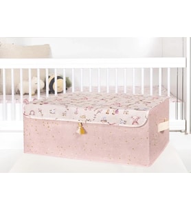 Baby Püsküllü Kapaklı Kutu Düzenleyici Çok Amaçlı Organizer Kutu Baza Boy (pembe) -04249