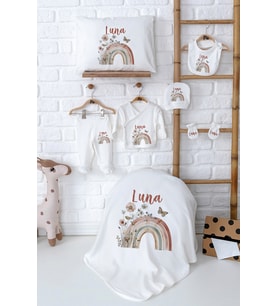 Pia Baby Premium %100 Pamuk Yenidoğan Kız Bebek Hastane Çıkışı Hediyelik Set 5079-02 (Ekru)
