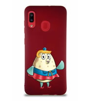 Samsung Galaxy A20 Soft Premier Kapak Bayan Puff Tasarımlı Silikon Kılıf - Mürdüm (Şeffaf)