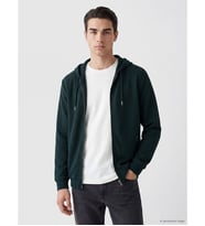 LCWAIKIKI Classic Petrol Kapüşonlu Erkek Fermuarlı Sweatshirt
