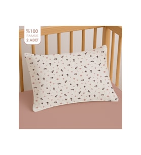 %100 Pamuklu Bebek Yastık Kılıfı 35x45 ( 2 Adet )