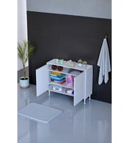 Eliusta Sabir 100 cm 2 Raflı Beyaz Banyo Mutfak Dolabı 3 Bölmeli Çok Amaçlı Dolap 100x75x32,5 cm Düzenleyici