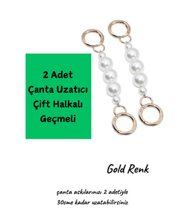 Gold 2 Adet Çanta Uzatıcı - Çanta Aksesuarı - Kol Çantası Aksesuar - Basmalı 
