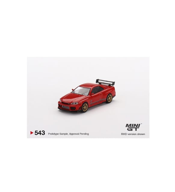 Mini GT 543 Nissan GT-R (R34) Tommykaira R-z Red 1/64 Model Araba