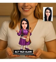 Kişiye Özel Müzisyen Karikatürlü 18 cm MDF Masaüstü Biblo - Müzisyen Hediyesi Yeni İş ve Meslek Hediyesi