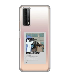 Huawei P Smart 2021 Uyumlu Regular Show Mordecai ve Rigby Desenli Şeffaf Telefon Kılıfı
