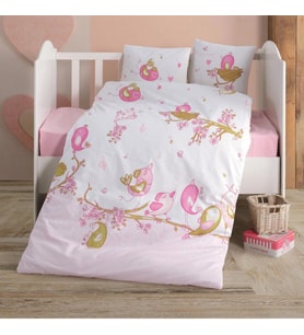 Clasy Bebek Nevresim Takımı Singer Birds v1 Pembe