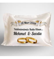 Kişiye Özel Mesaj ve İsim Yazılı Yüzük Yıldönümü Yastık