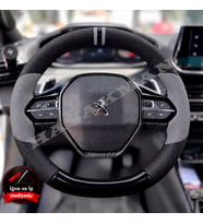 Peugeot 3008 Dikme Direksiyon Kılıfı Delikli Deri Parlak Siyah Gri Detay Çift Yüzük ve Dikiş 2020-2024