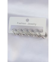 Pirinç Gümüş Renk Oval Küpe Seti 5886 - HEP-4233-9547