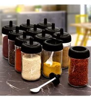 Kendinden kaşıklı Baharatlik seti (TEKLİ) CAM kavanoz 300 ml