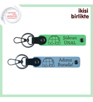 Her Yolculuğun Anısını Saklayacak Set, Karavan Figürlü Deri Anahtarlık, İsim Yazılı, F Yeşil-Mavi