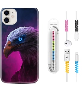 Apple iPhone 11 12 13 Mini Kılıf Kablo Koruma Spiral Silikon Kartal 1622