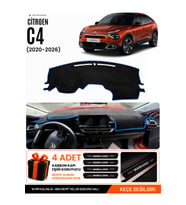 CITROEN C4 DİSPLAYSİZ (2020-2026) Uyumlu Torpido Örtüsü Torpido Kılıfı - Siyah Mavi