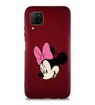Huawei P40 Lite Soft Premier Kapak Minnie Mouse-B Tasarımlı Silikon Kılıf - Mürdüm (Şeffaf)