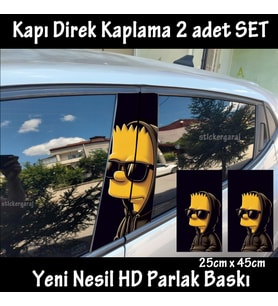 çizgi film gözlüklü folyo - 2kapı için 2adet sticker kaplama - tuning modifiye