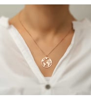 ?Gümüş Rose Dünya Kolye