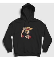 Presmono Unisex Siyah Luffy Anime One Piece Kapüşonlu Sweatshirt 136027tt