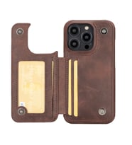 Bouletta Apple iPhone 14 Pro Uyumlu Deri Kılıf UBW TN3 (KAHVE)