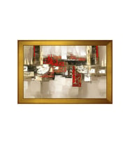 Soyut Şekiller Motifli Kanvas Tablo 80 x 110 cm Gold Çerçeve
