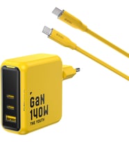 Aohi Youth 140W 3 Portlu Şarj Adaptörü, 140W 1M Pd 3.1 480Mbps Süper Hızlı Şarj/Data Kablosu Seti