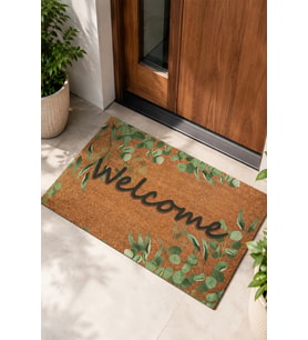 Valerine Life Okaliptüs Yaprakları Welcome Ev işyeri iç Dış Kapı Önü Paspası 45x70cm