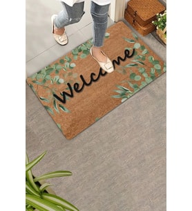 Valerine Life Okaliptüs Yaprakları Welcome Kapı Önü Paspası 45x70cm