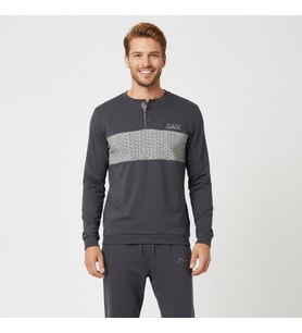 Erkek Pamuklu Füme Renk Pijama Takımı AL002 V2