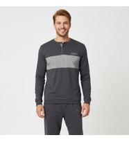 Erkek Pamuklu Füme Renk Pijama Takımı AL002 V2