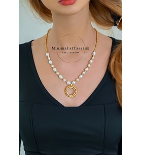 Çeyrek Altın Takılan Gerçek Inci Kolye, Çeyrekli Bileklik ,Gerçek inci set, Çeyrek altın set