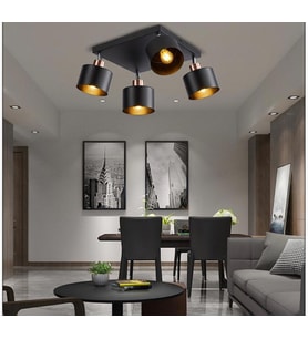 Rsylight Retro Metal 180 Derece Hareketli 4 Lü Kare Dekorarif Tavan Plofyoner Avize