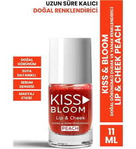 KISS & BLOOM Doğal Görünümlü Dudak ve Yanak Renklendirici Lip & Cheek Peach 11 ml